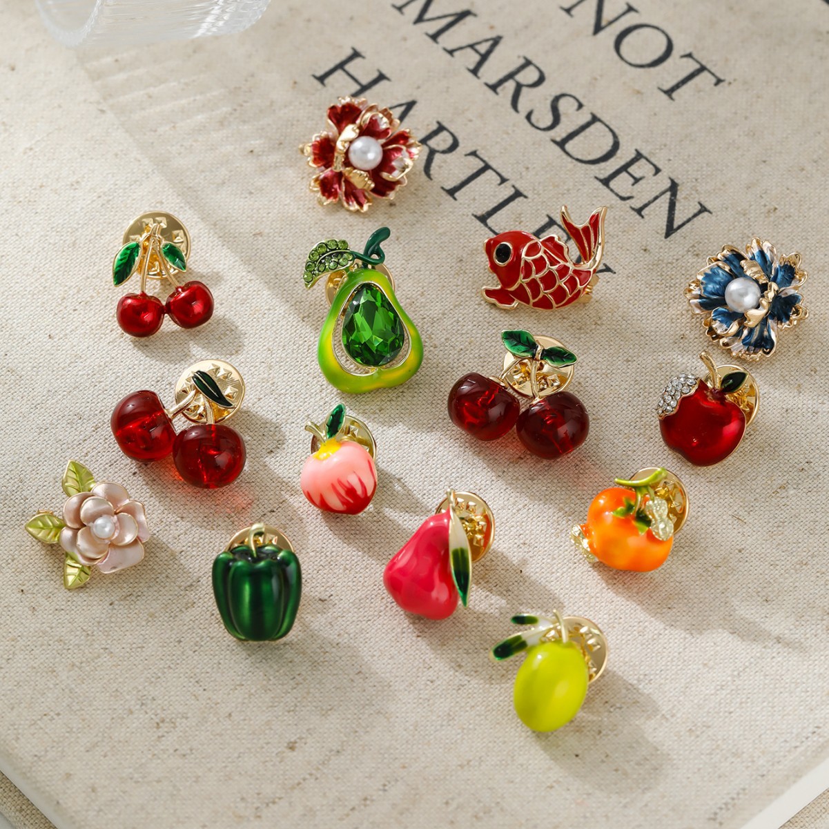 Embroidery Simple - Cute cherry fruit brooch trendy, niche,