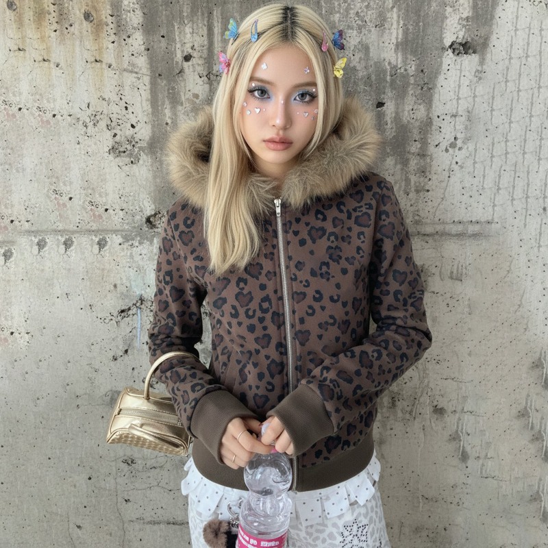 Embroidery Zip Up Hoodie - American Hot Girl Winter New Y2K