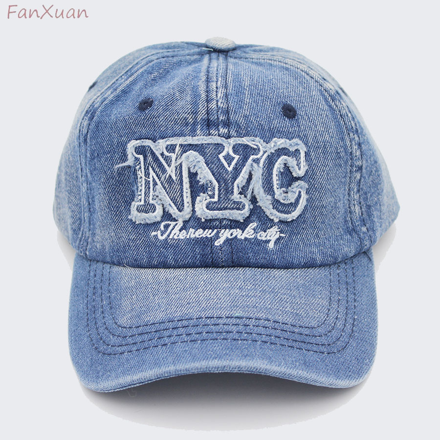 Embroidery Nyc - Denim Baseball Cap NYC Letters Embroidery