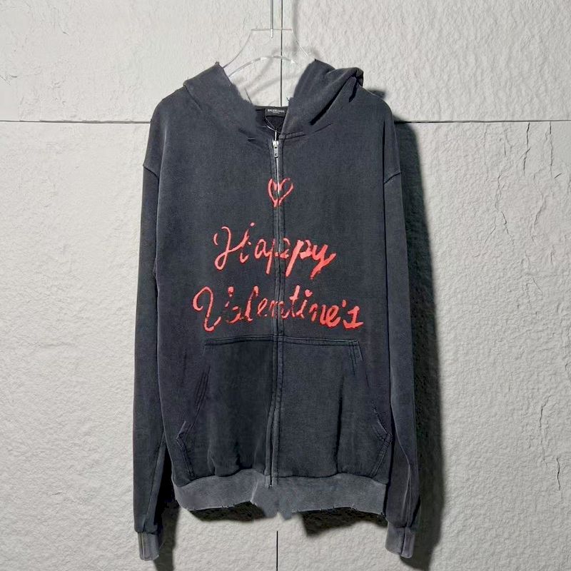 Embroidery Zip Up Hoodie - Oversized Hoodies for Women and Men