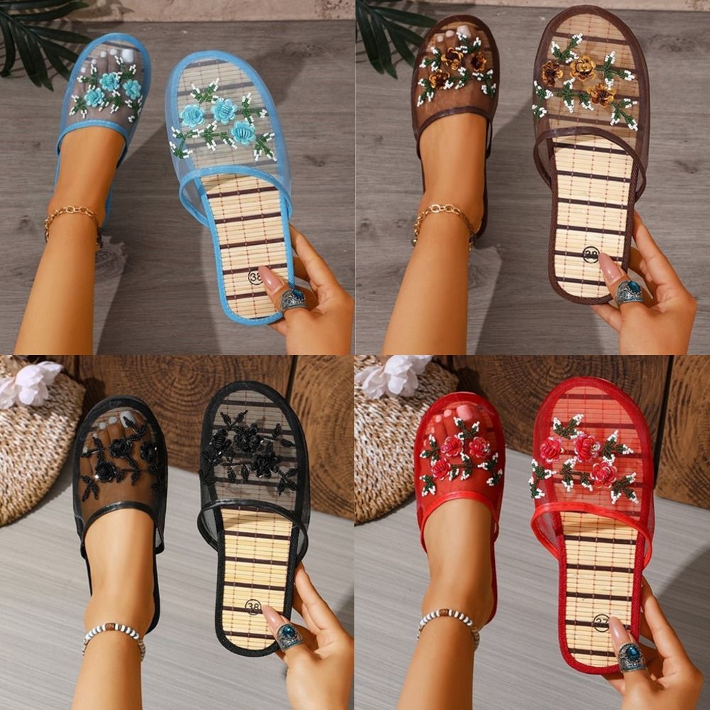 Embroidery Flower - Casual Flower Embroidery Mesh Sandals Soft
