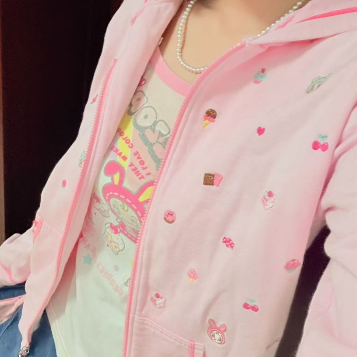 Japanese Cartoon Mp Embroidery - Embroidery Zip Up Hoodie recension och pris