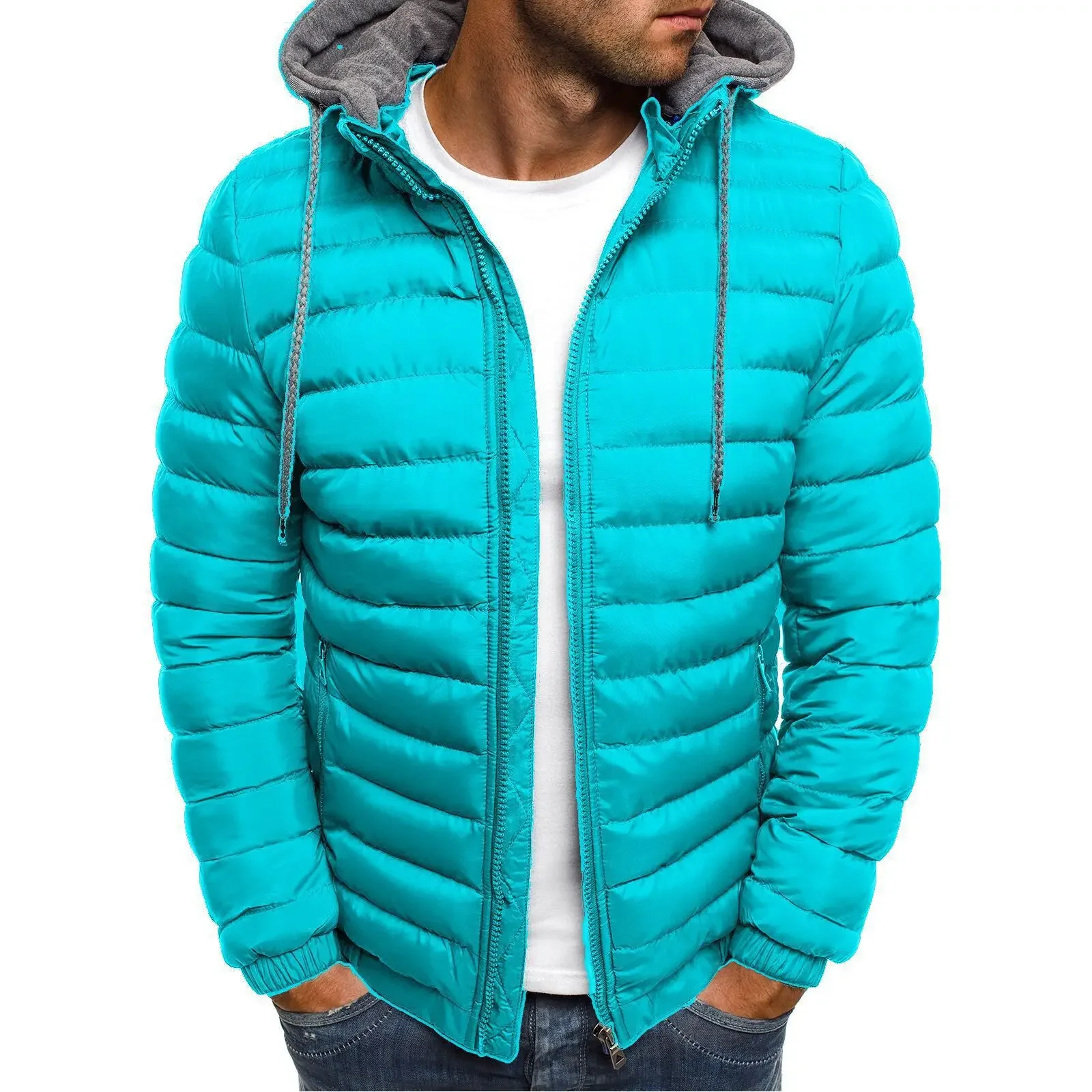 2026  Men Cotton Pad Parka Coa - Embroidery Zip Up Hoodie recension och pris