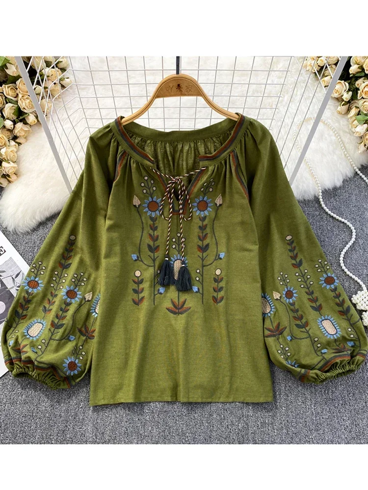 Women Spring Blouse Ethnic Sty - Embroidery On Shirt recension och pris