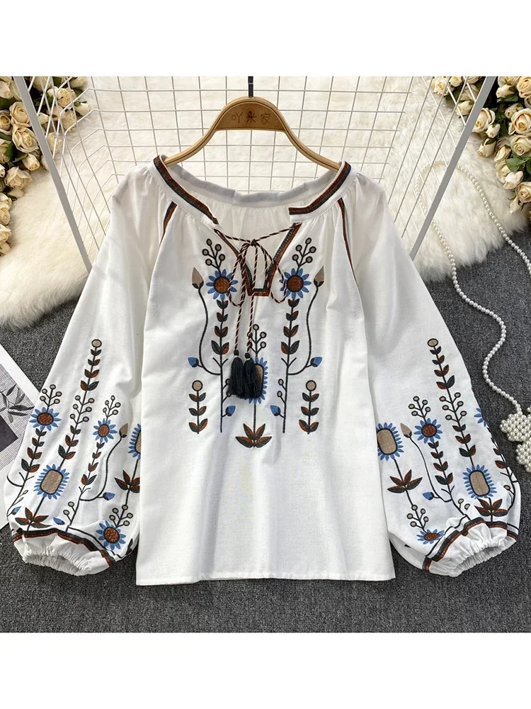 Women Spring Blouse Ethnic Sty - Embroidery On Shirt recension och pris