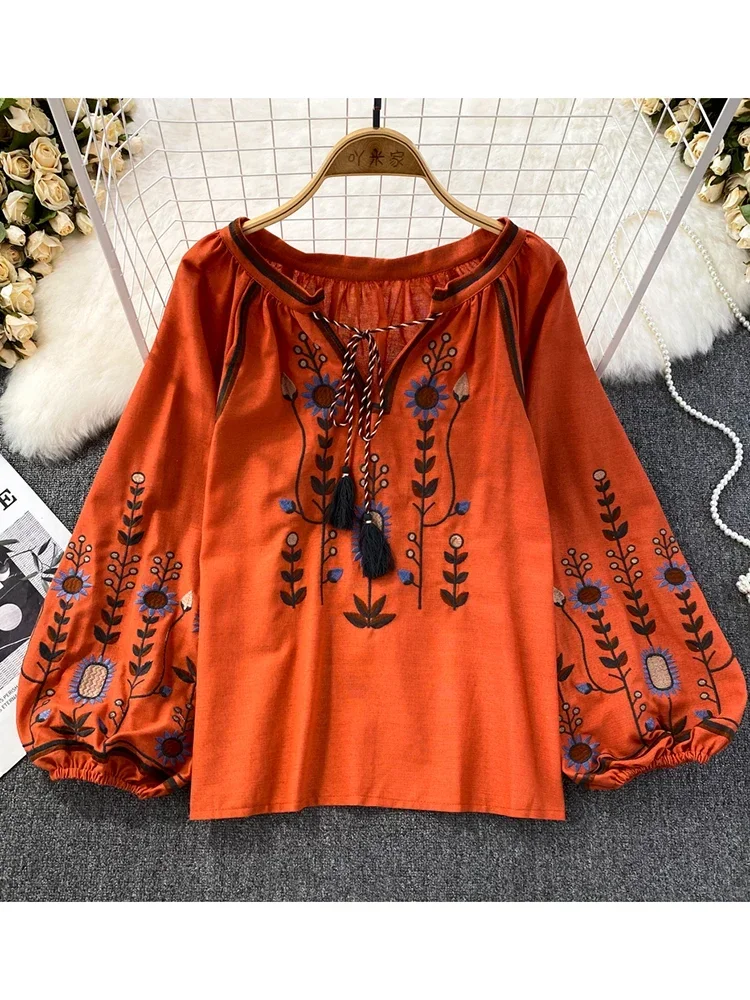 Women Spring Blouse Ethnic Sty - Embroidery On Shirt recension och pris