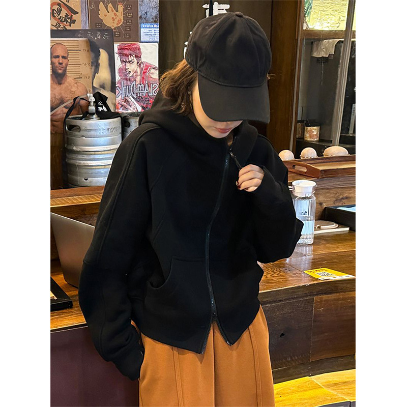 Women Solid Hoodies Fleeced Sh - Embroidery Zip Up Hoodie recension och pris