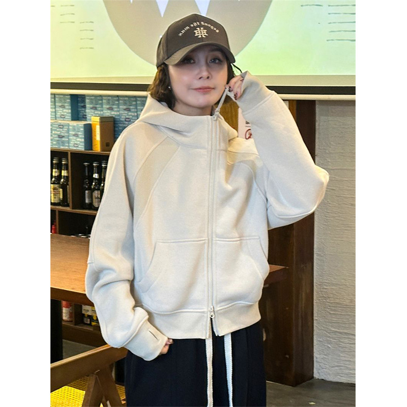 Women Solid Hoodies Fleeced Sh - Embroidery Zip Up Hoodie recension och pris