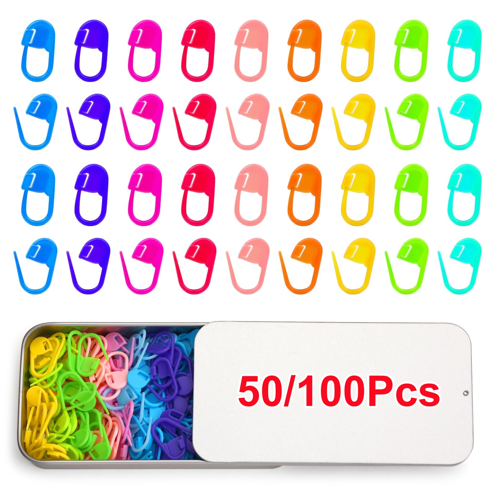 50/100Pcs Mix Color Plastic Re - Stitch Marker Ring recension och pris