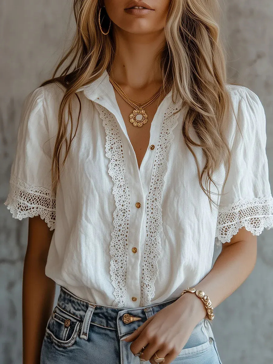 Elegant Women's Shirts Casual  - Embroidery On Shirt recension och pris