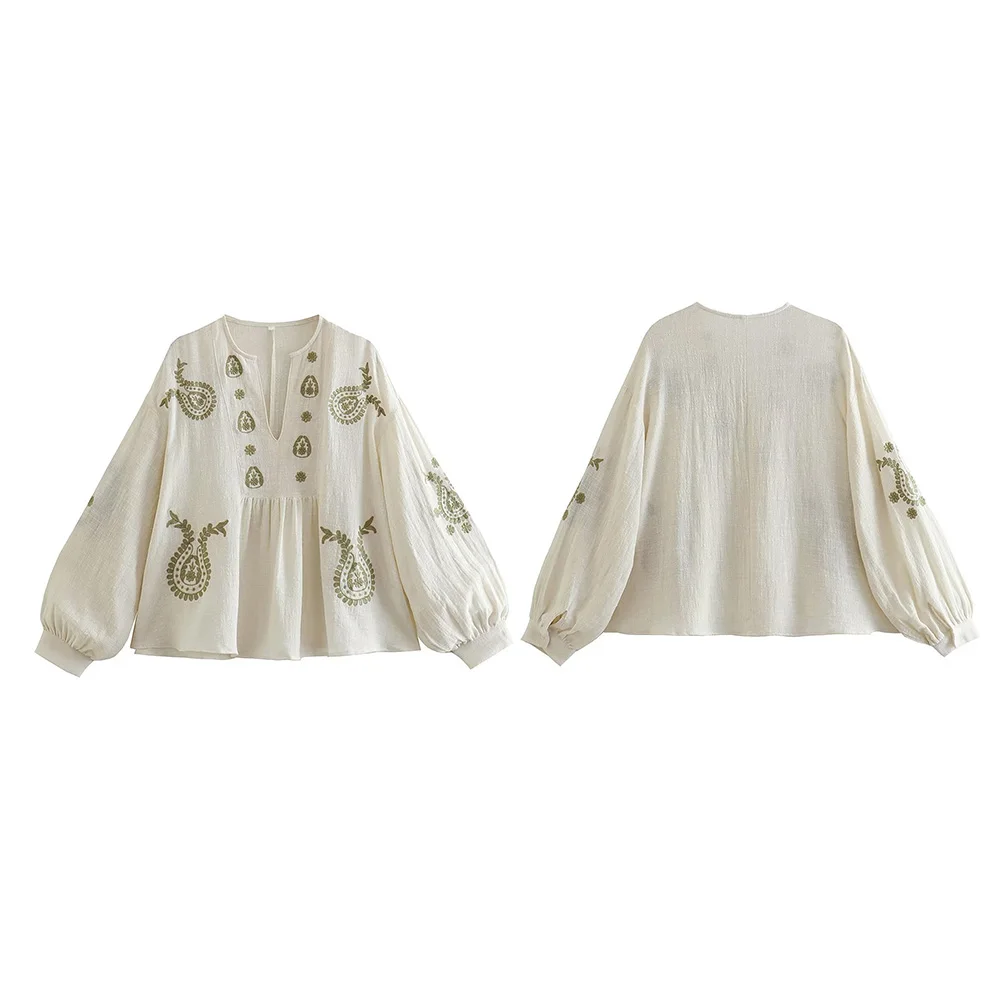 Womens New Loose Cotton Embroi - Embroidery On Shirt recension och pris