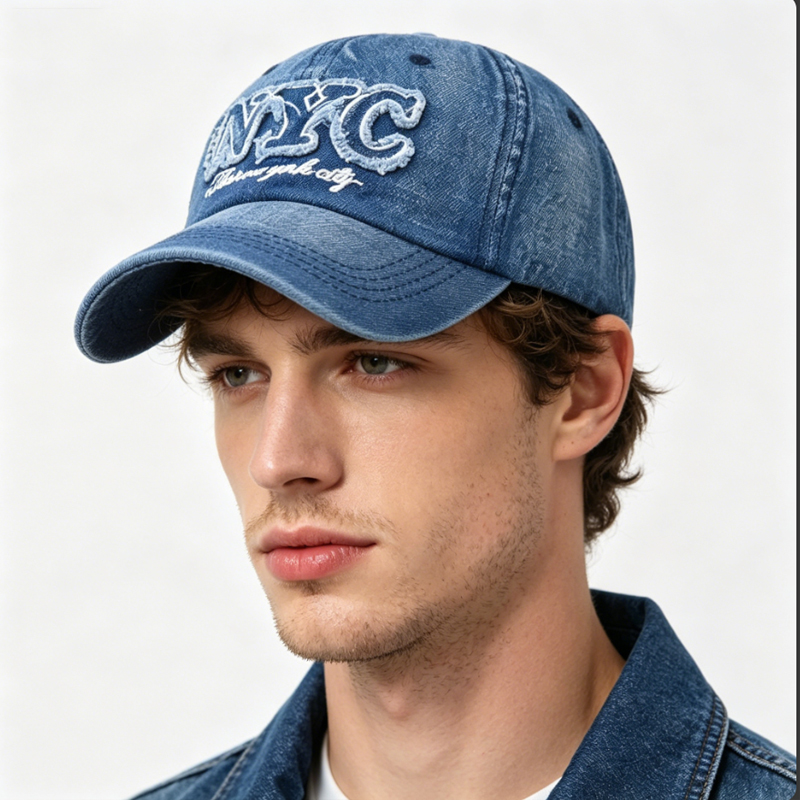 Denim Baseball Cap NYC Letters - Embroidery Nyc recension och pris