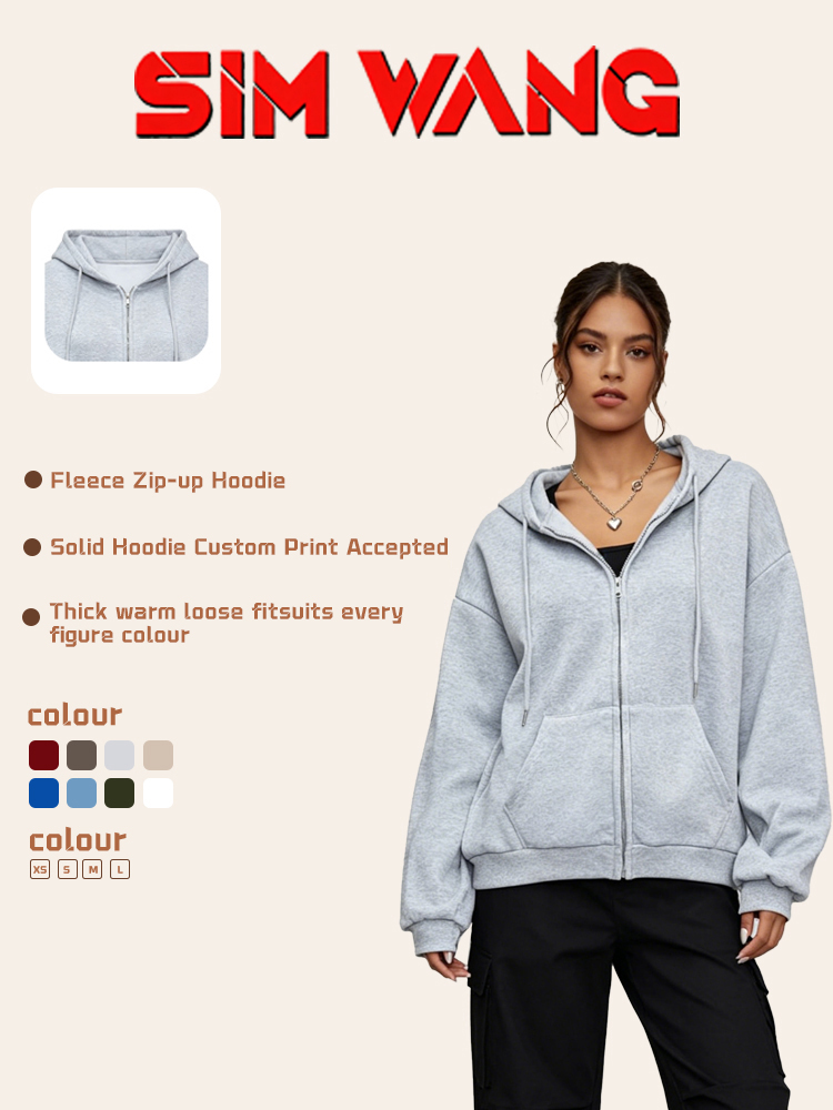 Gray basic style Full-Zip Hood - Embroidery Zip Up Hoodie recension och pris