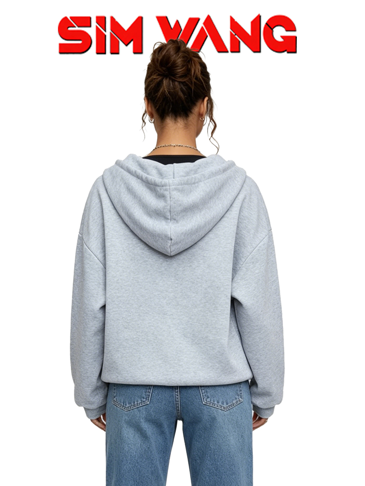 Gray basic style Full-Zip Hood - Embroidery Zip Up Hoodie recension och pris