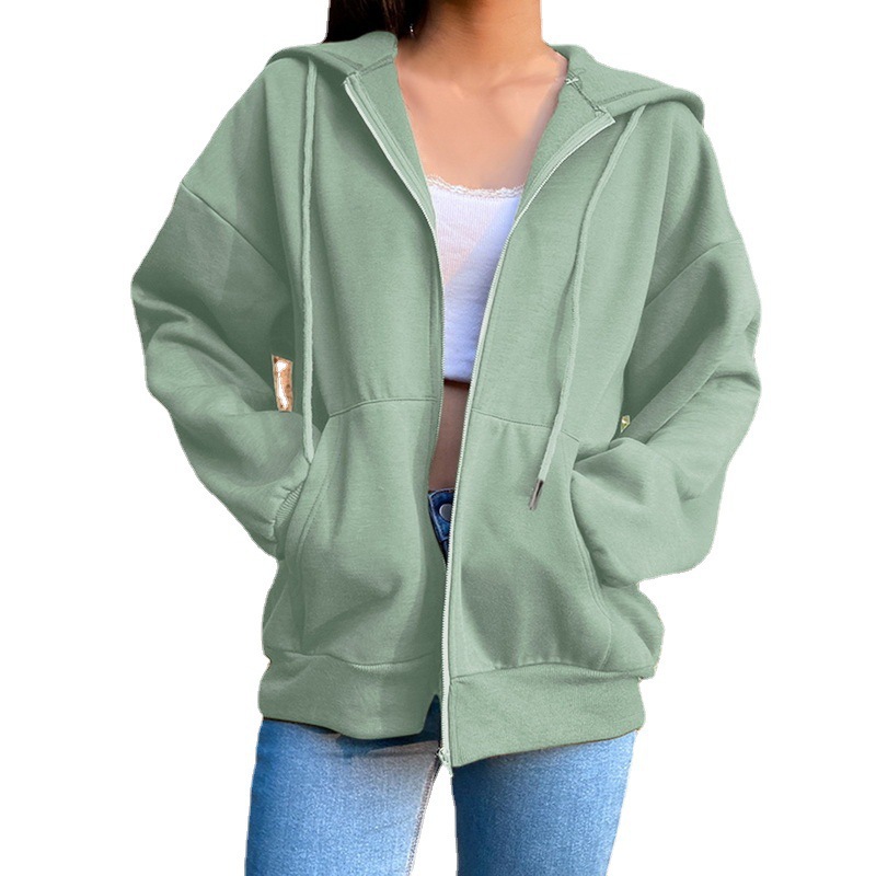 2025 Solid Color Women Hooded  - Embroidery Zip Up Hoodie recension och pris