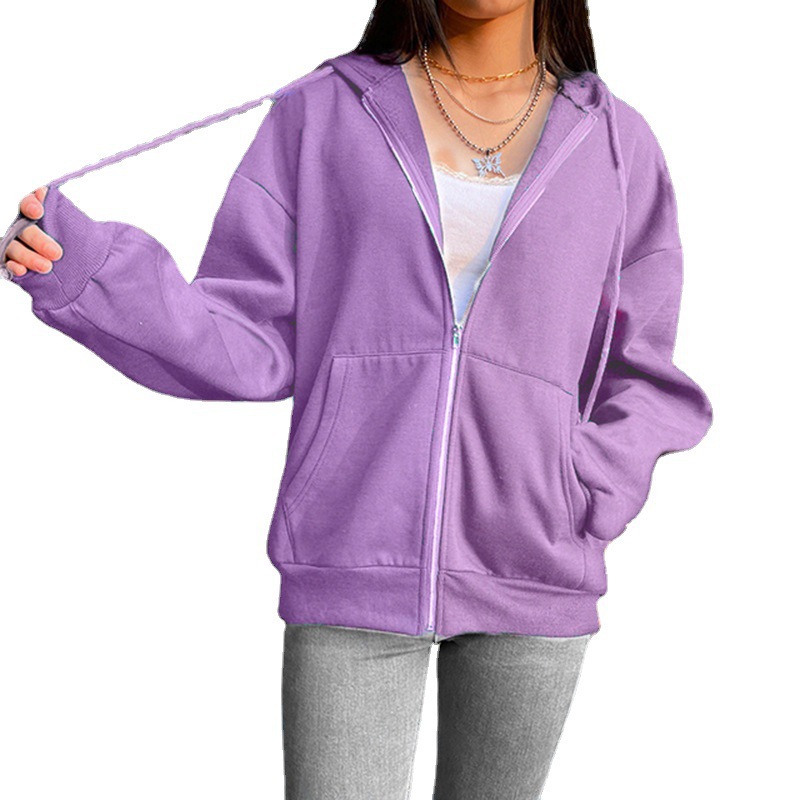 2025 Solid Color Women Hooded  - Embroidery Zip Up Hoodie recension och pris