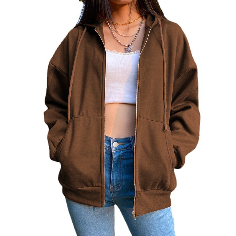 2025 Solid Color Women Hooded  - Embroidery Zip Up Hoodie recension och pris
