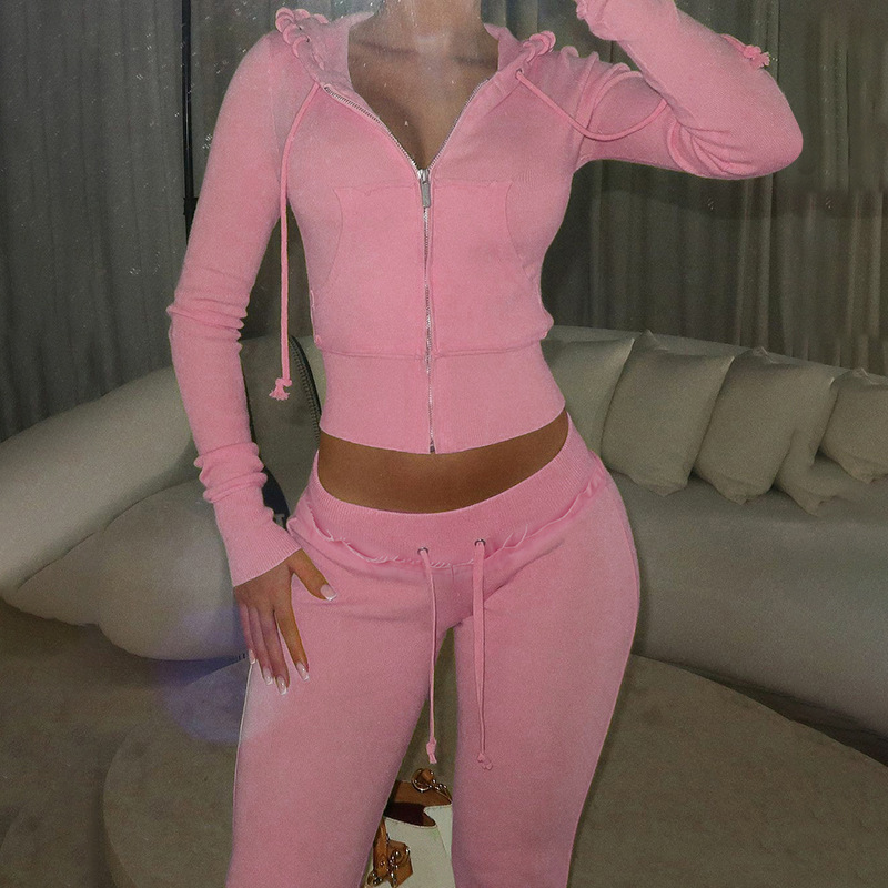 2 Two Piece Lounge Set Women C - Embroidery Zip Up Hoodie recension och pris