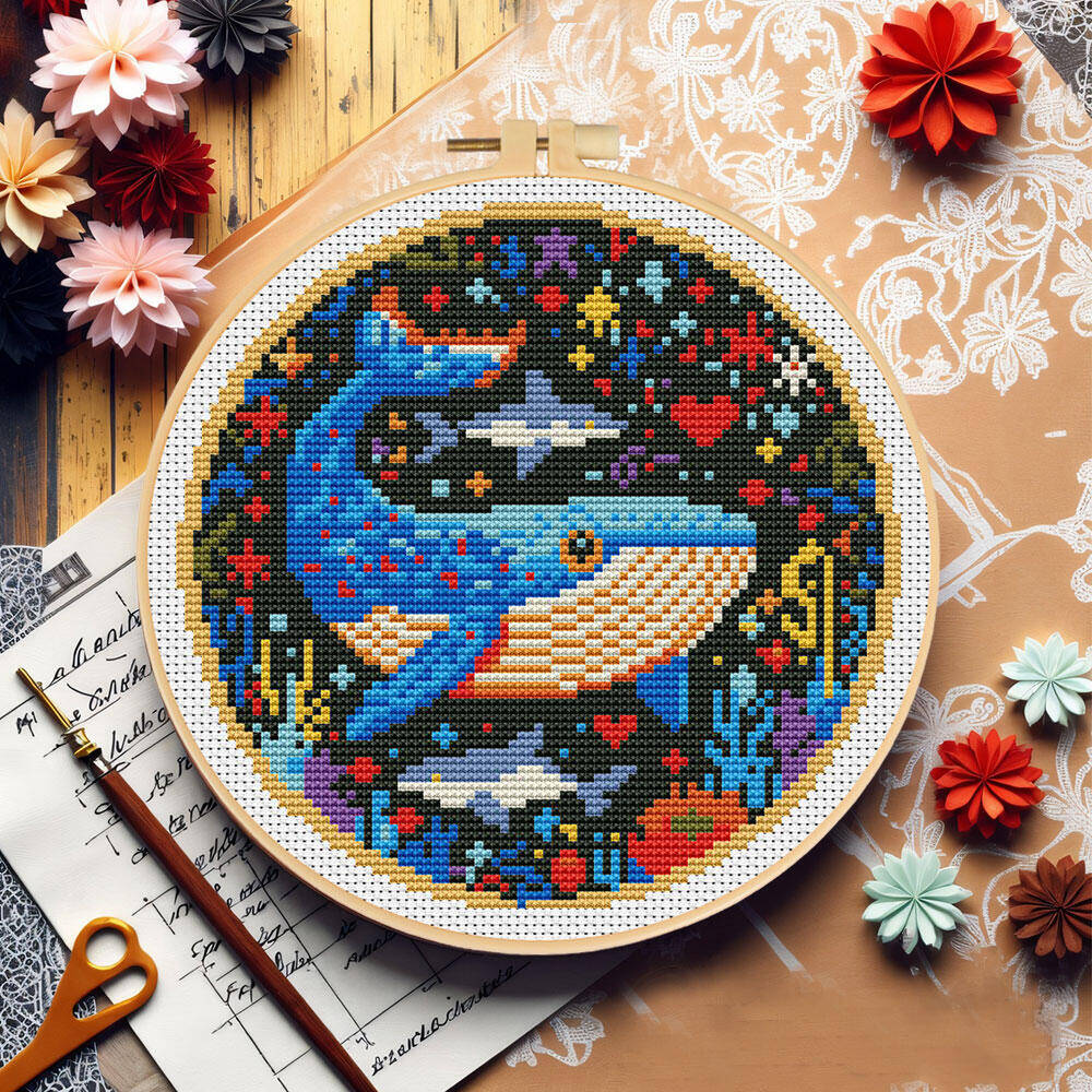 DIY Cross Stitch Whale Embroid - Stitch Marker Ring recension och pris