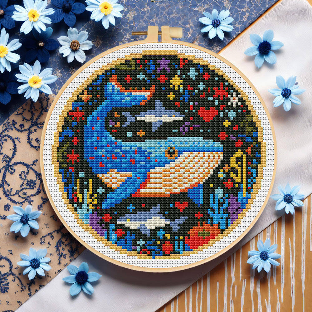 DIY Cross Stitch Whale Embroid - Stitch Marker Ring recension och pris