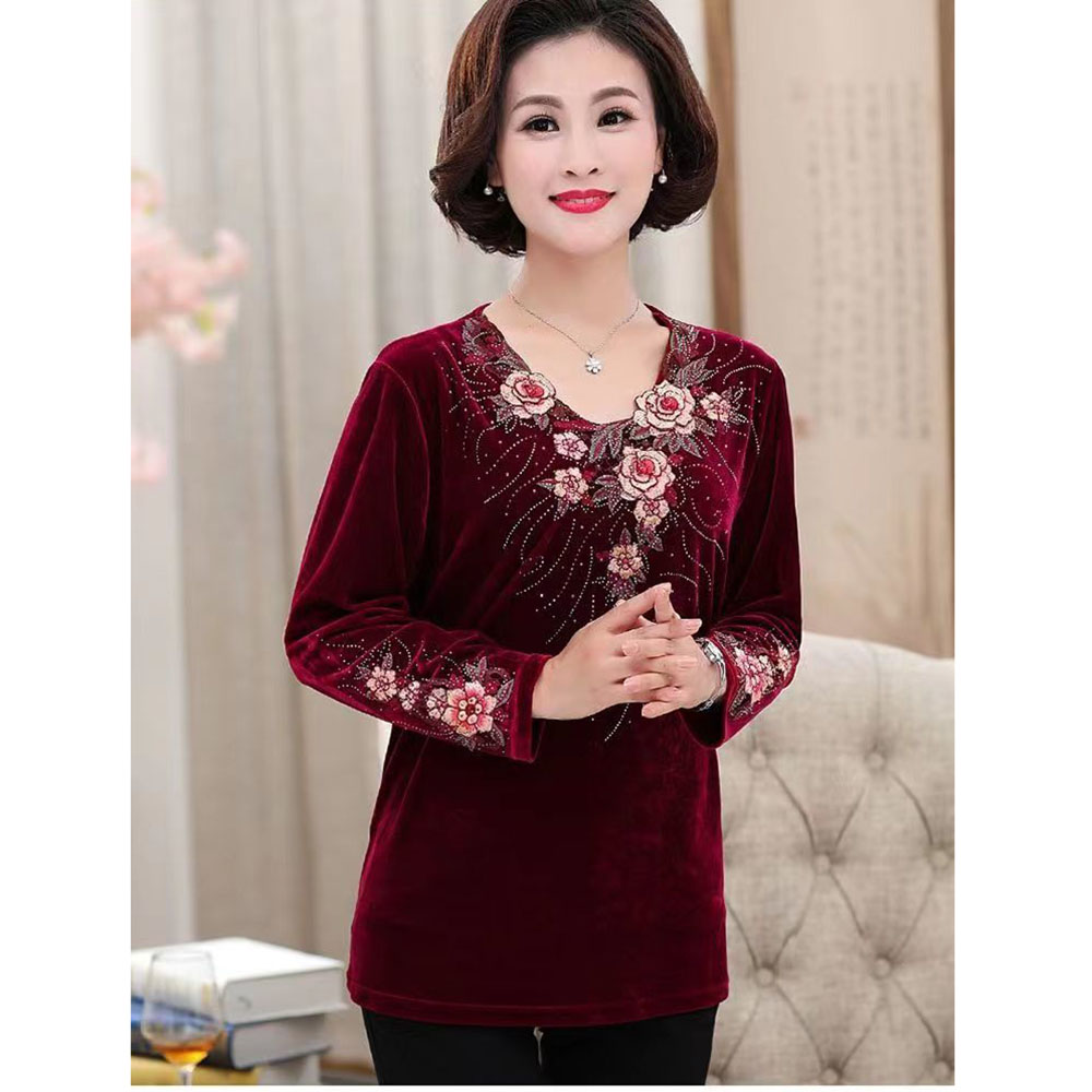 5XL 6XL Large Size Middle-aged - Embroidery Gold recension och pris