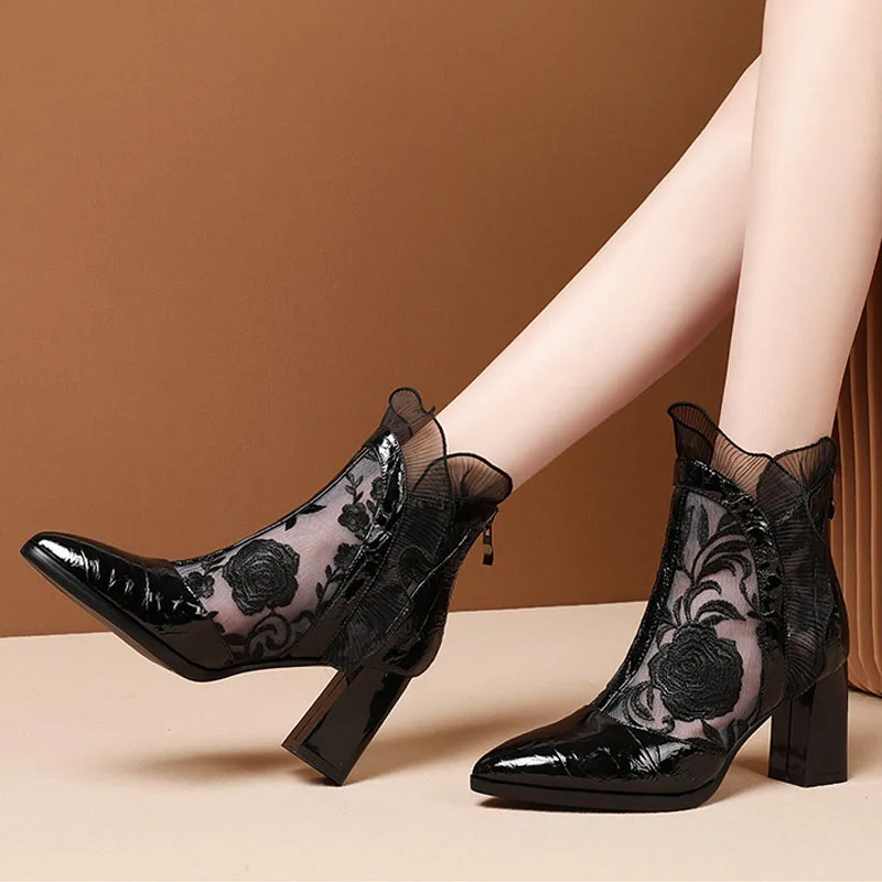 High Heels Women Sexy Embroide - Embroidery Flower recension och pris