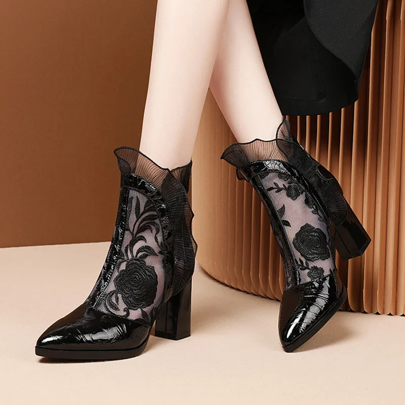 High Heels Women Sexy Embroide - Embroidery Flower recension och pris