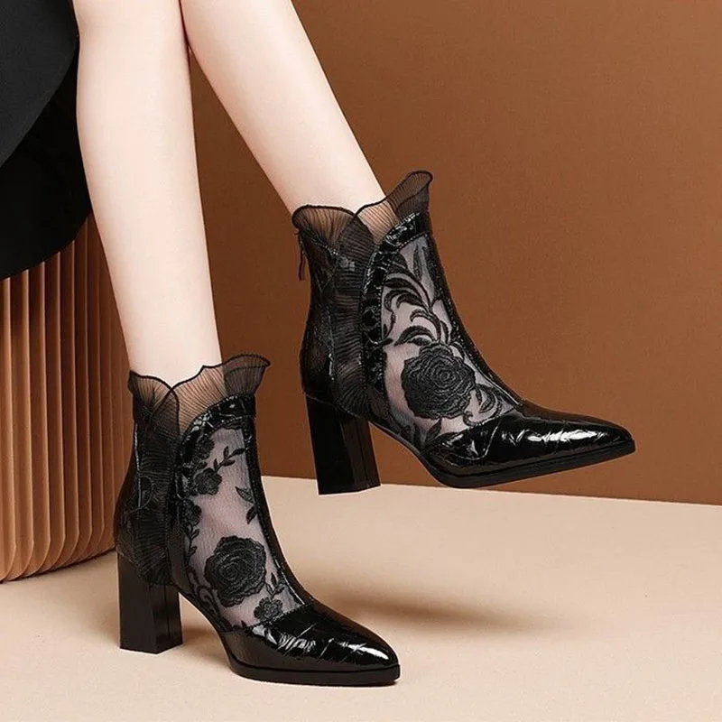 High Heels Women Sexy Embroide - Embroidery Flower recension och pris